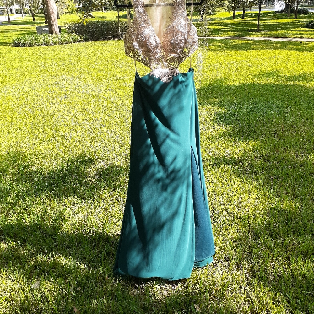 Camille la vie green backless formal prom dress - Picture 8 of 16
